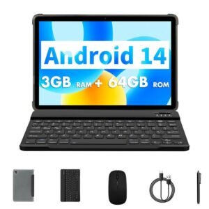 VASOUN 10.1 Inch Android Tablet with Keyboard Mouse Set, 8 Core Processor 3GB RAM 64GB ROM Tablet, Wireless Tablet for Home Office